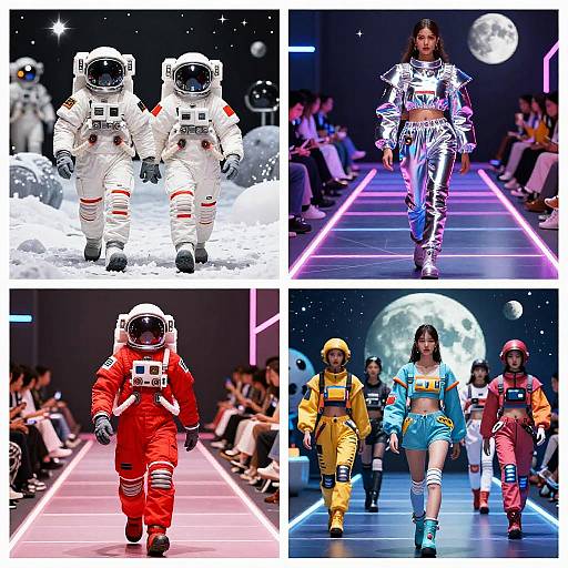 Pixelated Space-Themed Fashion Collage