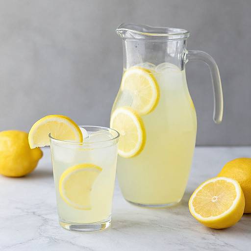 Refreshing Homemade Lemonade in Glass Pitcher