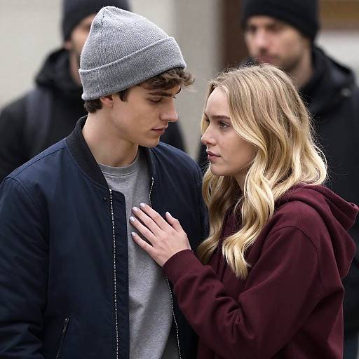 Serious Young Couple in Outdoor Setting