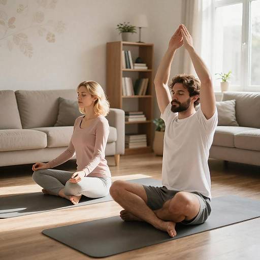 Serene Living Room Yoga Scene