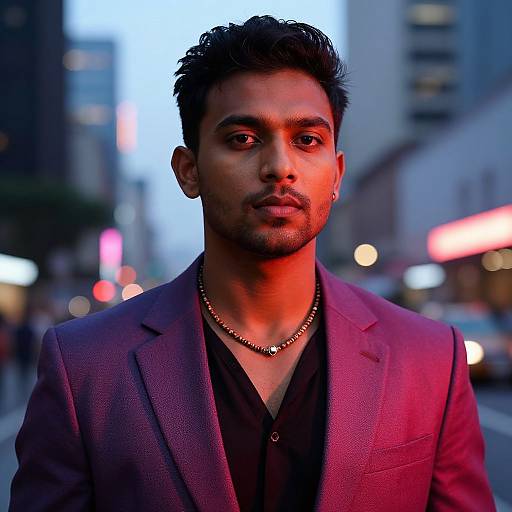 Stylish Indian Man in Neon Urban Night
