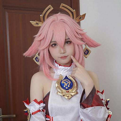 Young Woman Pink-Haired Cosplayer