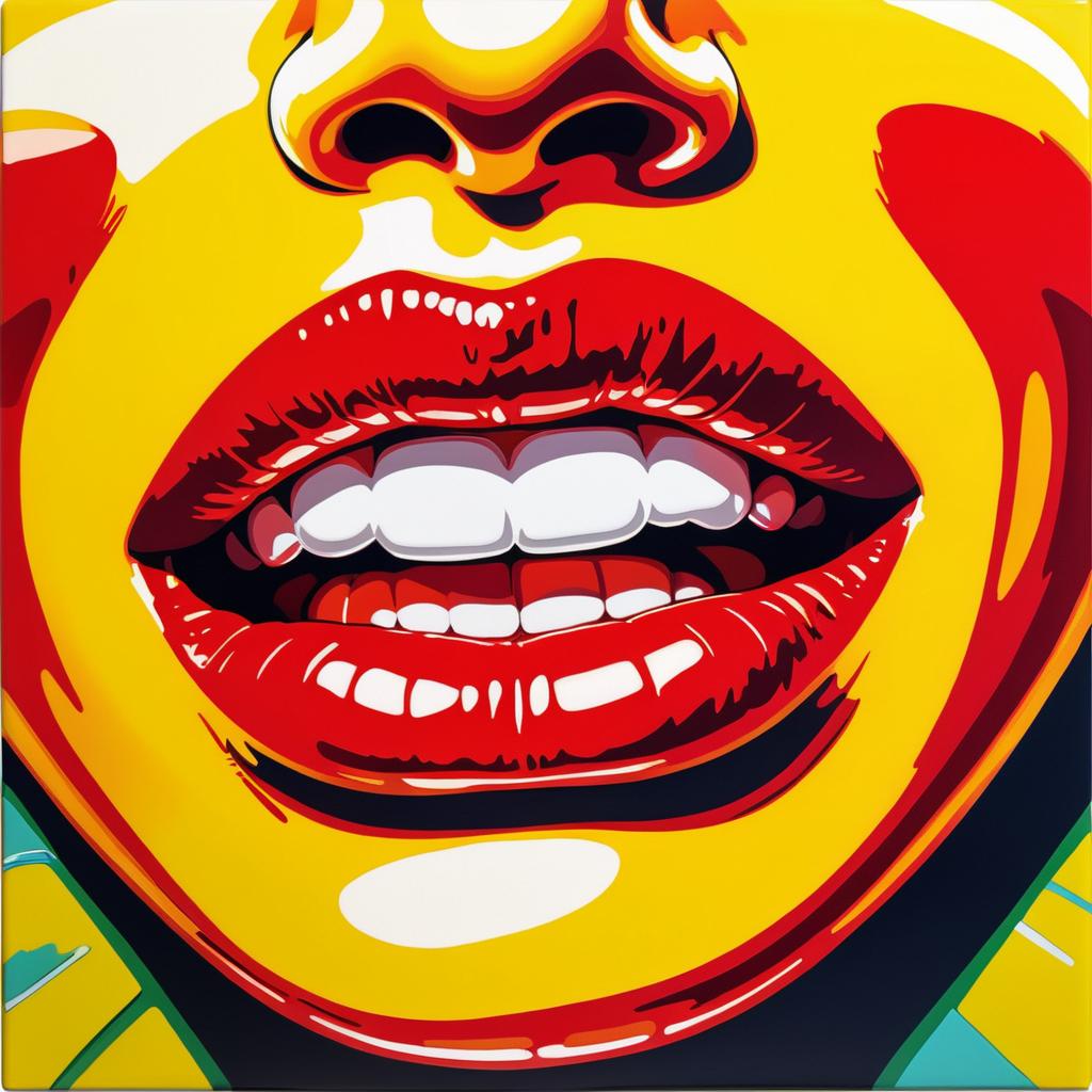 Vibrant Pop Art Glossy Red Lips