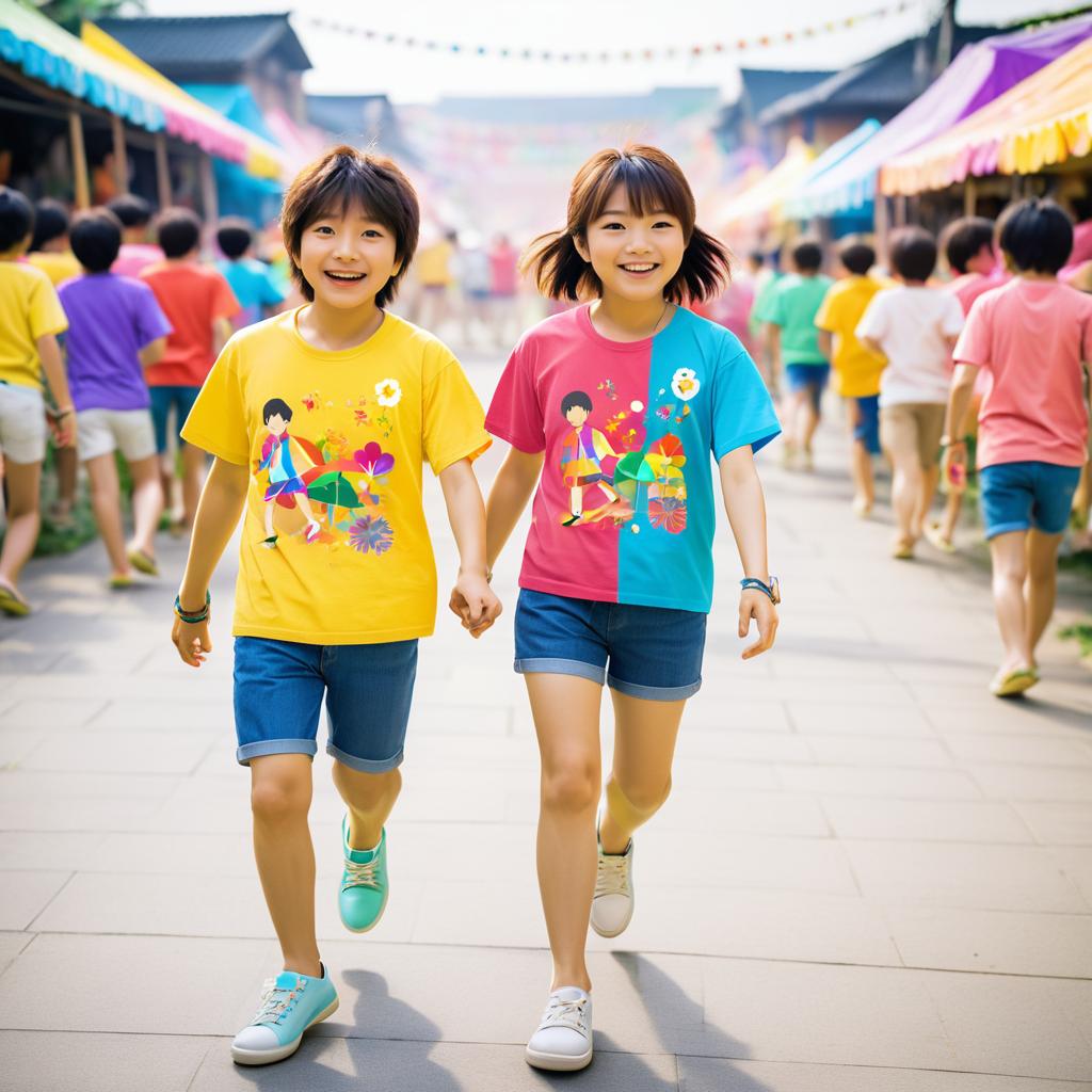 Childhood Friends at a Vibrant Festival