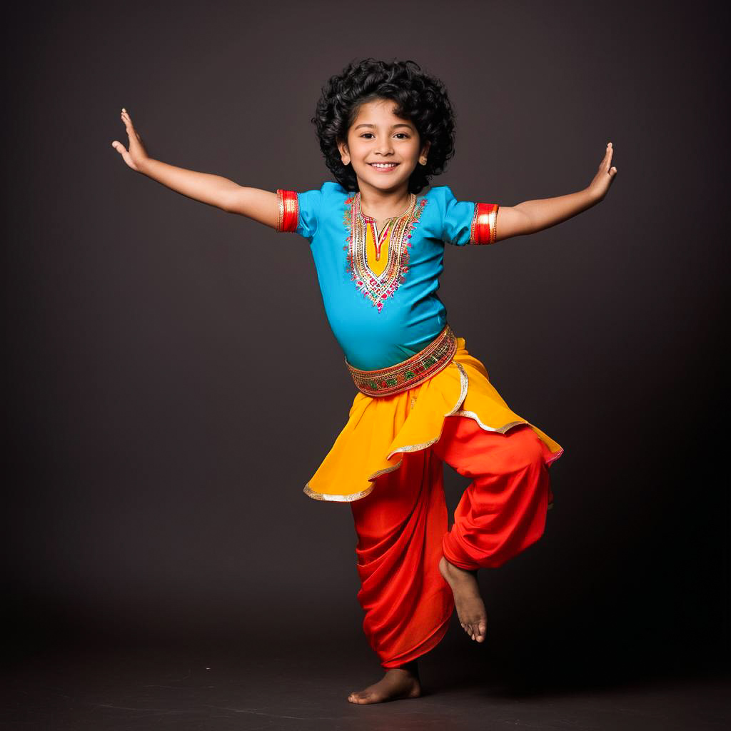 Joyful Young Boy in Colorful Attire