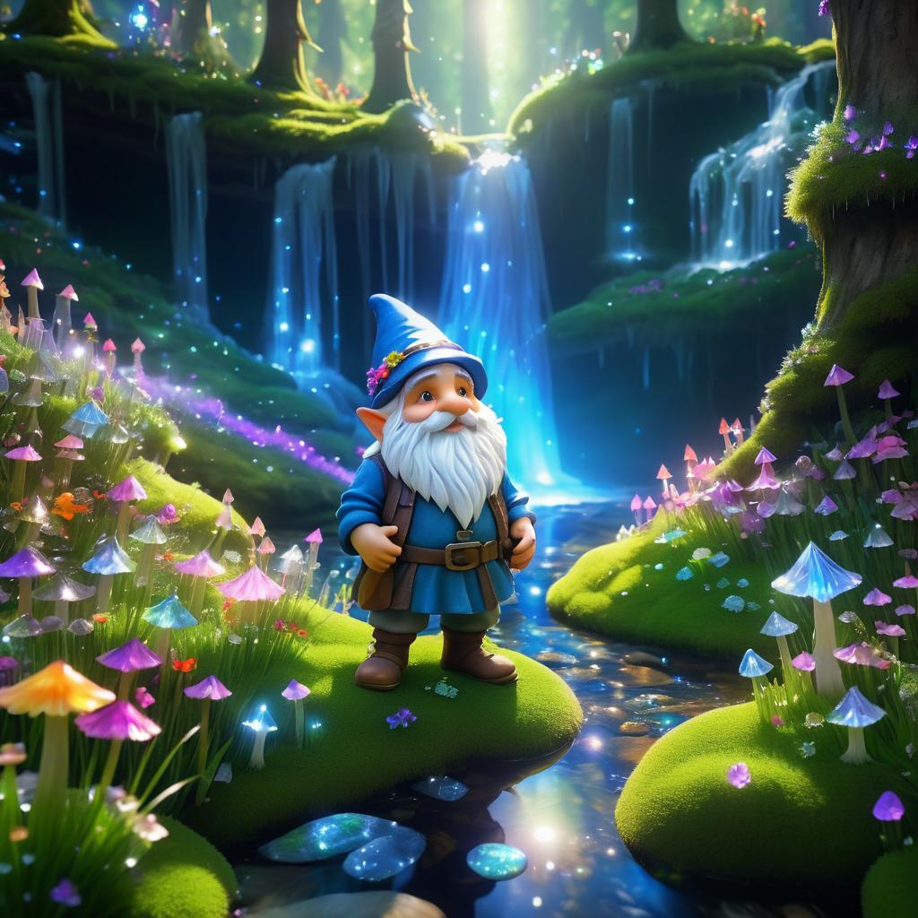 Gnome in a Mystical Forest Clearing