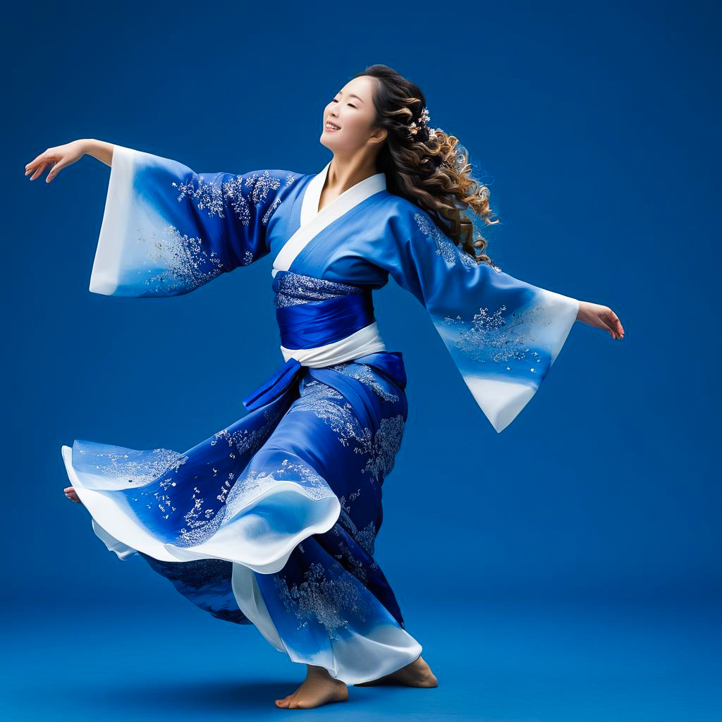 Joyful Dancer in Arctic Blue Studio