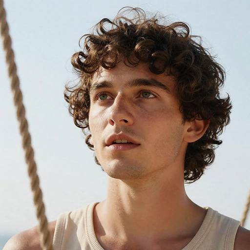 Curly-Haired Man with Freckles Portrait