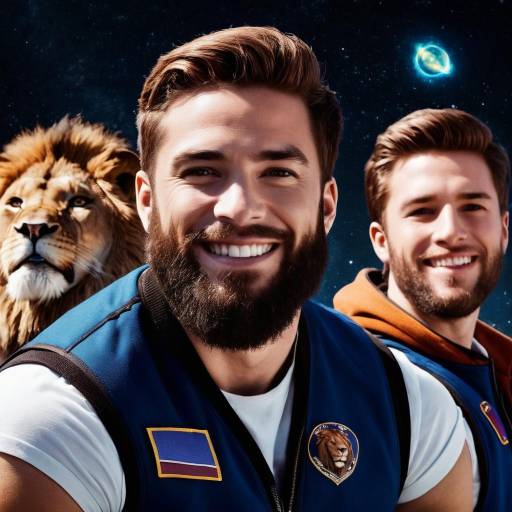 Boys in Space with Lion and Beards