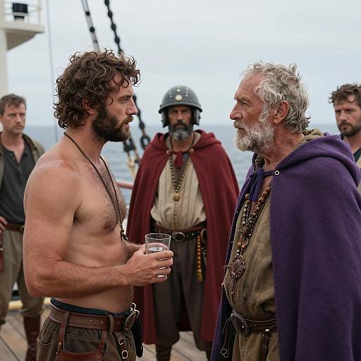 Dramatic Scene on Ship Deck