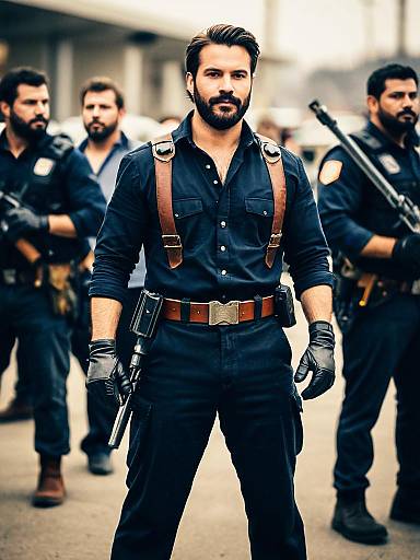 Armed Men in Tactical Gear Standing Outdoors