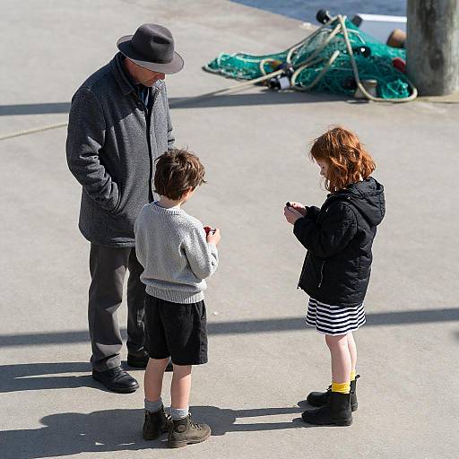 Serene Dockside Scene with Children