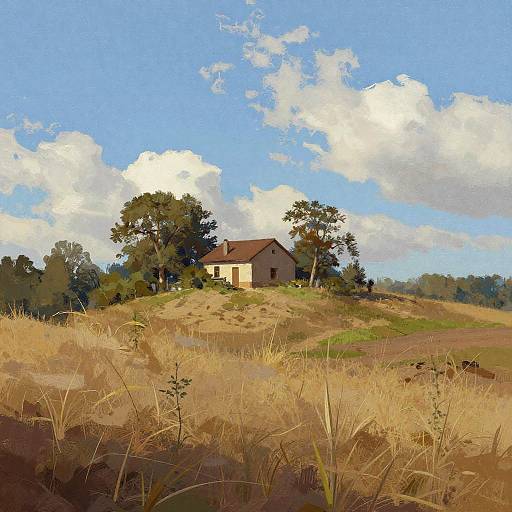 Rustic Rural Landscape Digital Painting