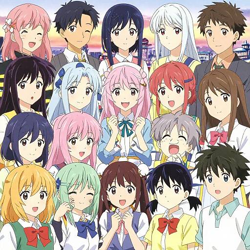 Fusion of Anime Art Styles at Sunset