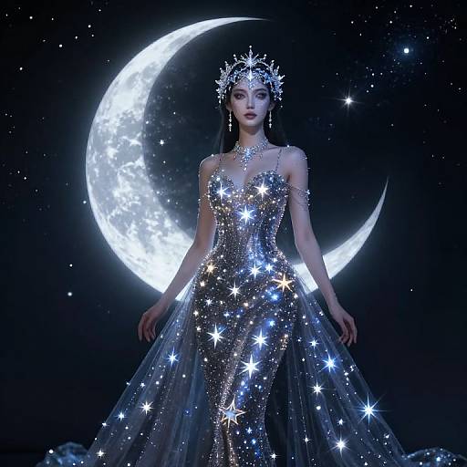Moon Goddess in Starry Evening Gown