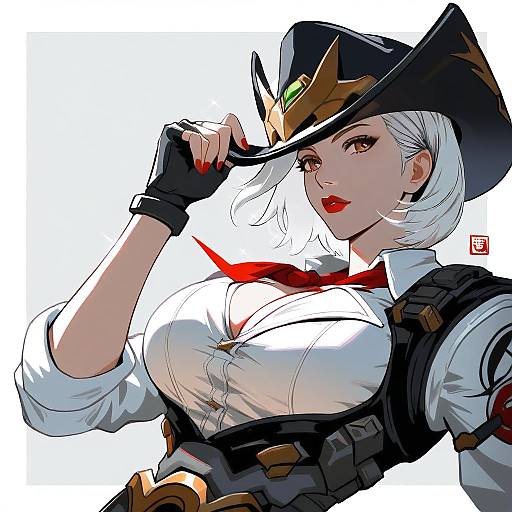 Illustration of Ashe (overwatch), overwatch in the style of Shake-o