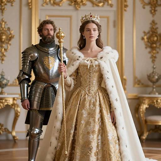 Baroque Queen with Golden Scepter