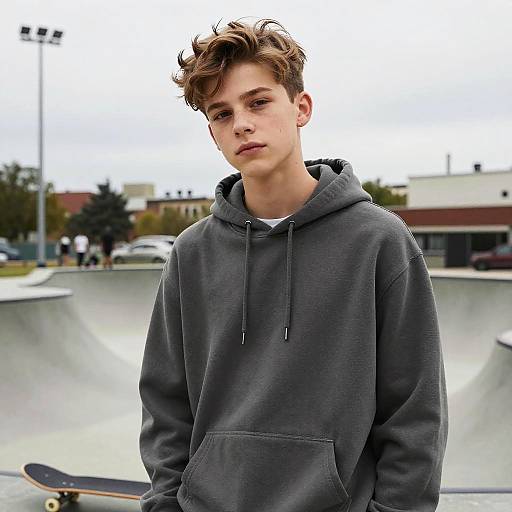Teen Boy's Bedhead Style in Skatepark