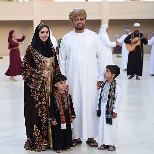 Middle Eastern Family in Traditional Attire