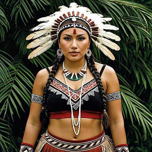 Native American Woman in Traditional Tribal Attire