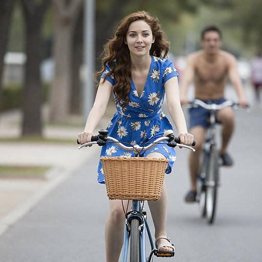 Joyful Bicycle Ride in Blooming Nature