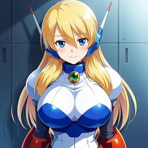 Illustration of Alia (mega man), mega man (series) in the style of Colorful palette