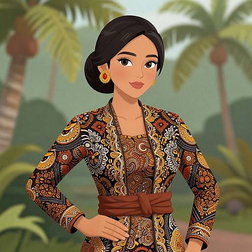 Indonesian Woman in Batik Attire