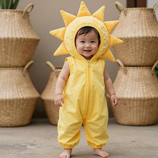 Cheerful Boy in Sunny Costume Outdoors