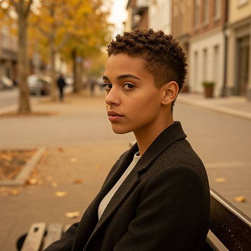 Woman with Textured Crop in Vintage Street