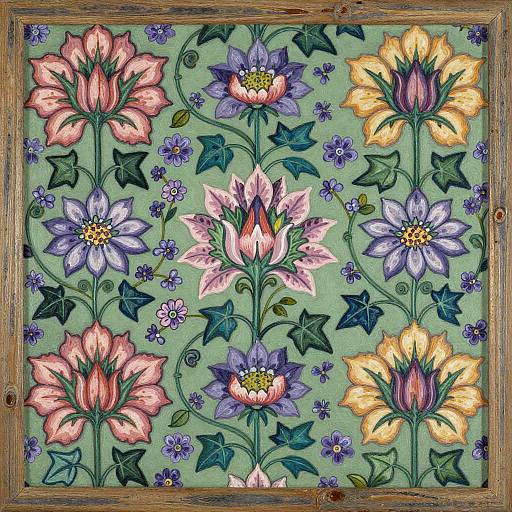 Colorful Floral Ivy Pattern Illustration