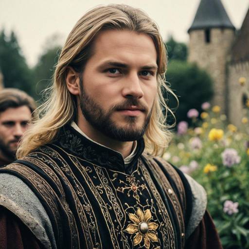 Medieval Nobleman in Ornate Garb Outdoors