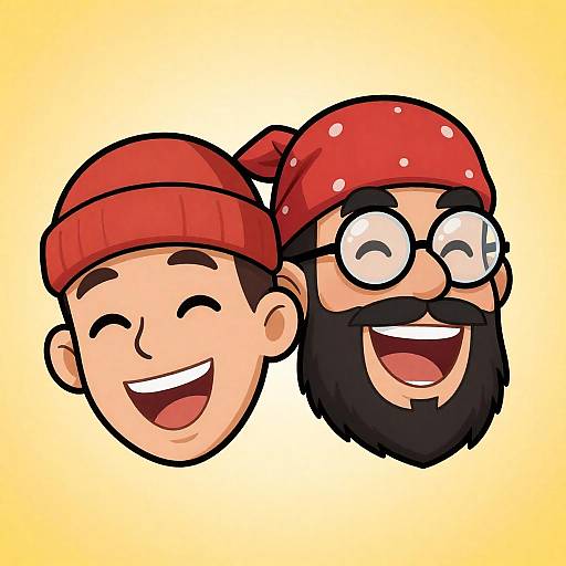 Cheerful Cartoon Men on Yellow Background