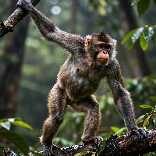 Lifelike Primate in Rainforest