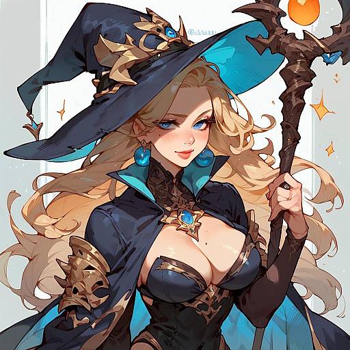 High-Score Witch Wielding Enchanted Staff