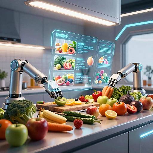 Futuristic Kitchen with AI Robotics