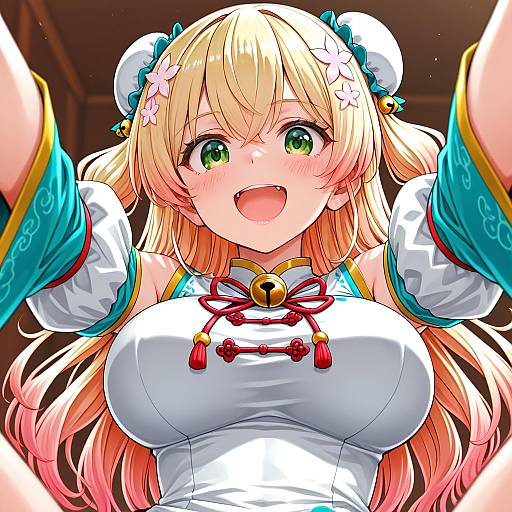 Illustration of Momosuzu nene (old design), hololive in the style of Sutahiro (donta)