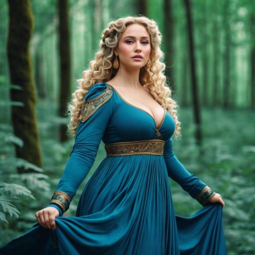 Confident Curvy Woman in Ancient Attire