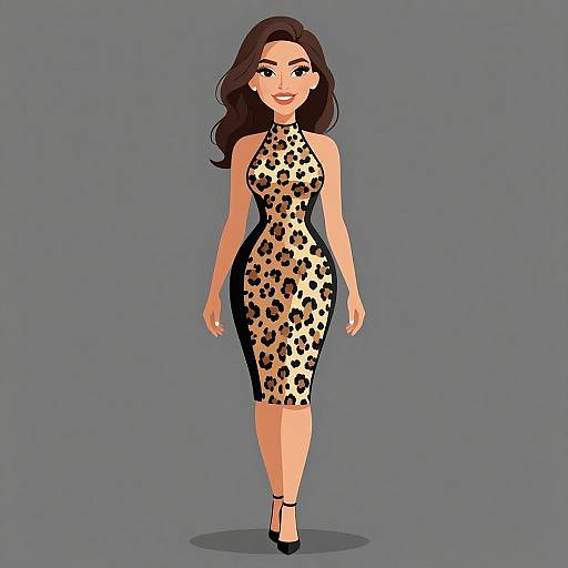 Chic Woman in Leopard Print Dress