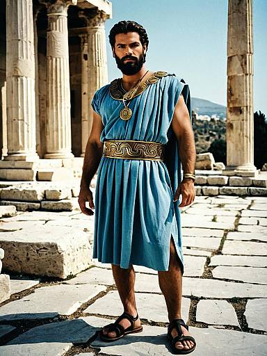 Man in Greek God Costume Outdoors