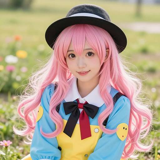 Vibrant Girl with Pink Hair and Playful Outfit