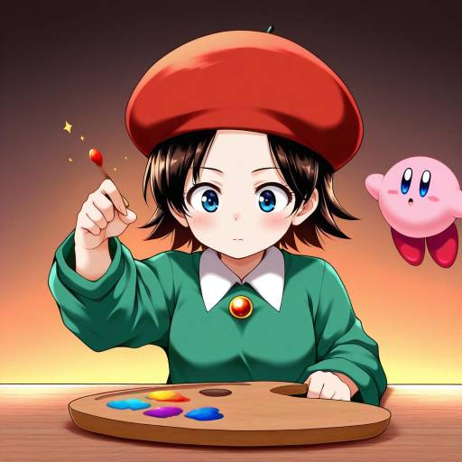 Illustration of Adeleine, kirby (series) in the style of Zetsumame