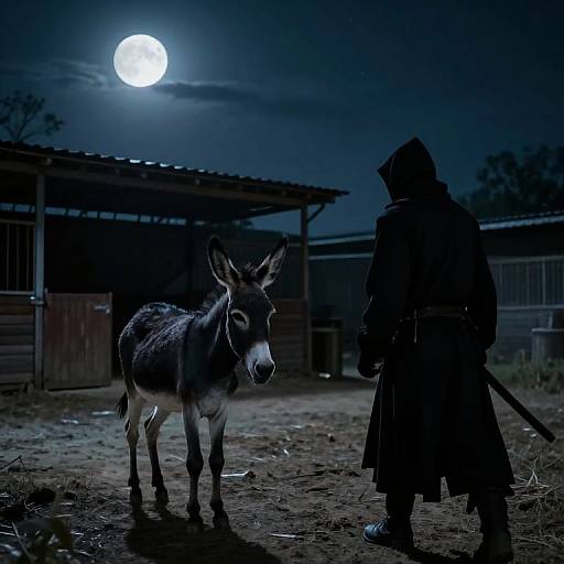Dystopian Thief Leading Wild Donkey