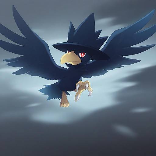 Illustration of Murkrow, pokemon in the style of Cait aron