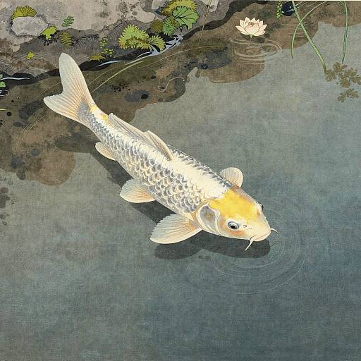 Silver Koi Fish in Serene Stream
