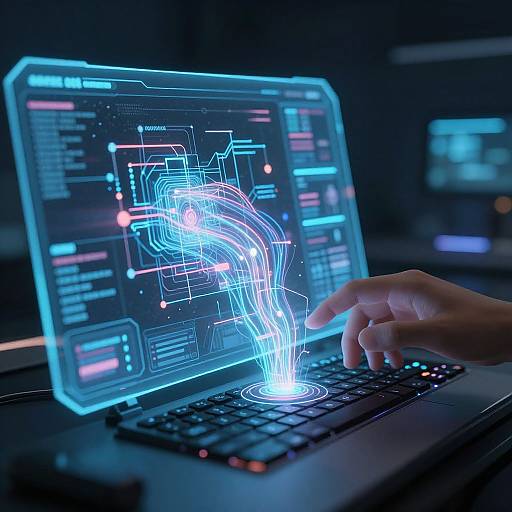 Futuristic AI Interface with Holograms