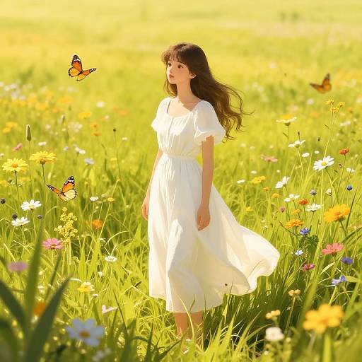 Clarisa in Sunlit Wildflower Meadow