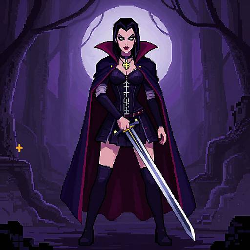 Gothic Vampire Hunter Pixel Art