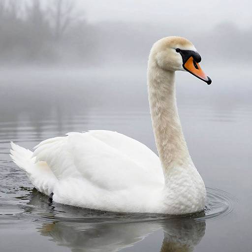 Serene Swan on Misty Lake