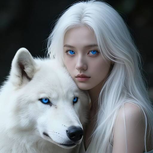 Hyper-Realistic Girl and Wolf Portrait
