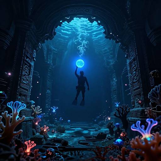 Surreal Bioluminescent Underwater Sanctuary